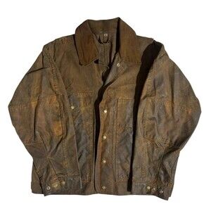 Vtg Filson Style 420 Waxed Tin Cloth Field Hunting Jacket Size M Distressed 90s